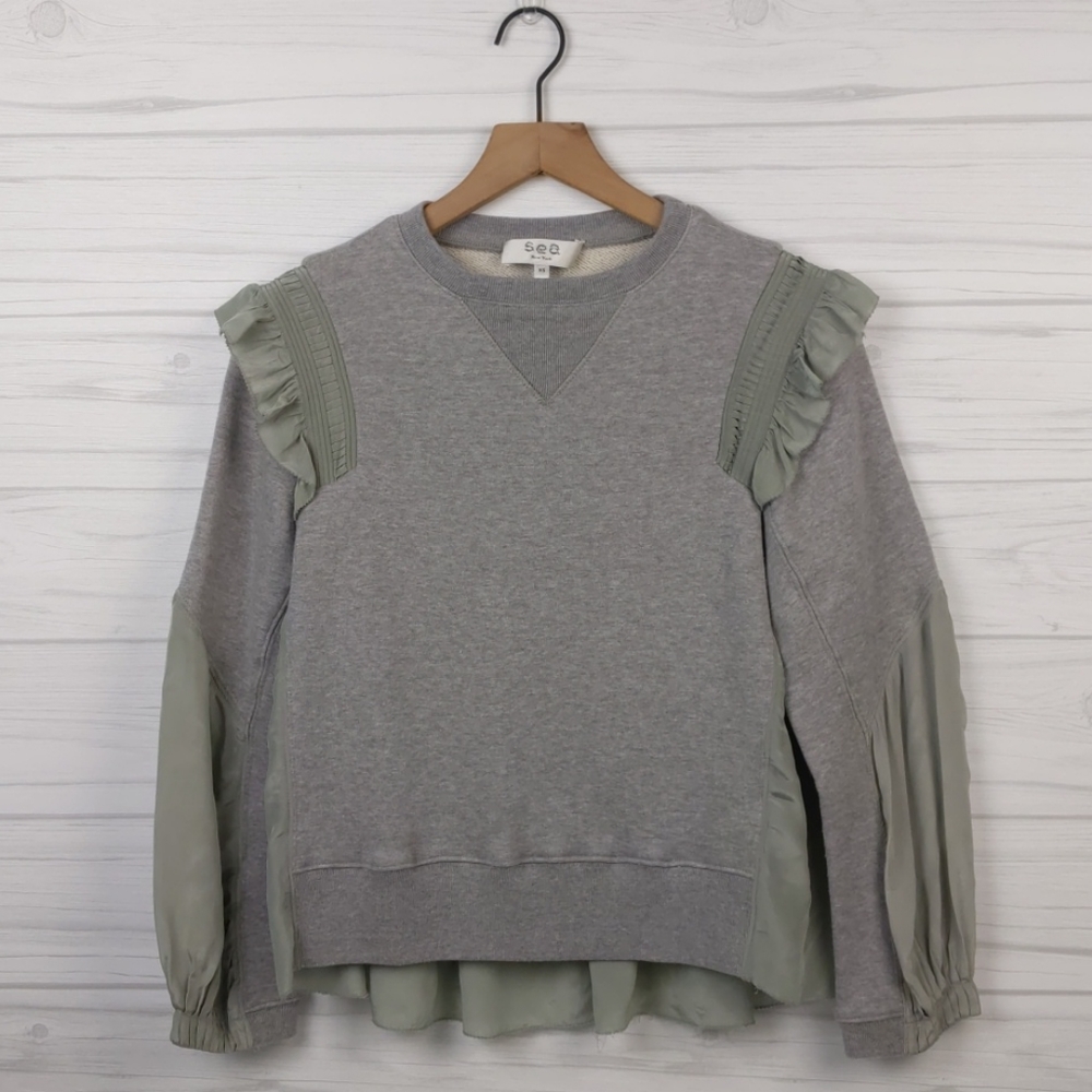 Sea New York Gray Sweatshirt with Viscose Ruffles